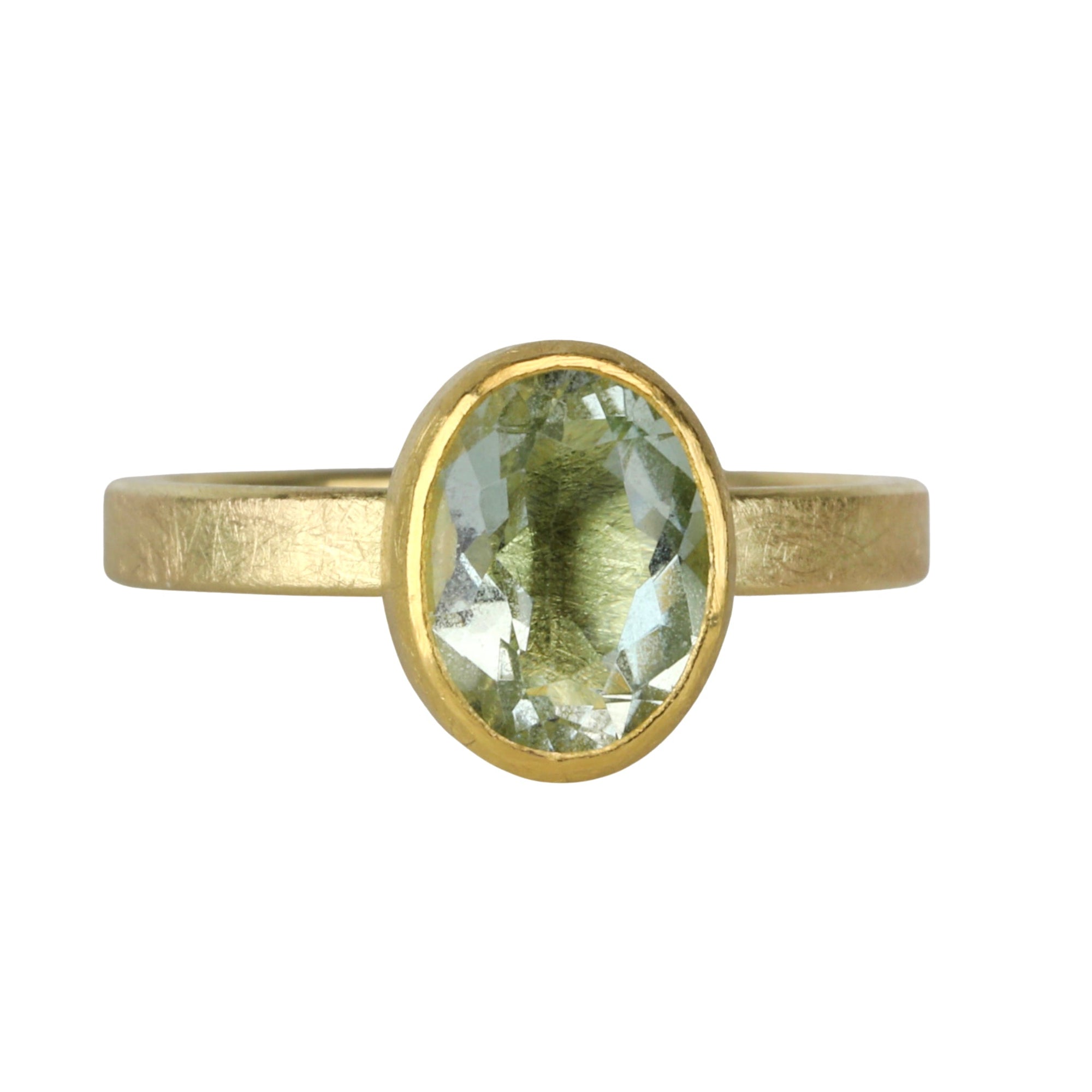 22K &amp; 18K Gold Faceted Oval Aquamarine Ring - Peridot Fine Jewelry - Petra Class