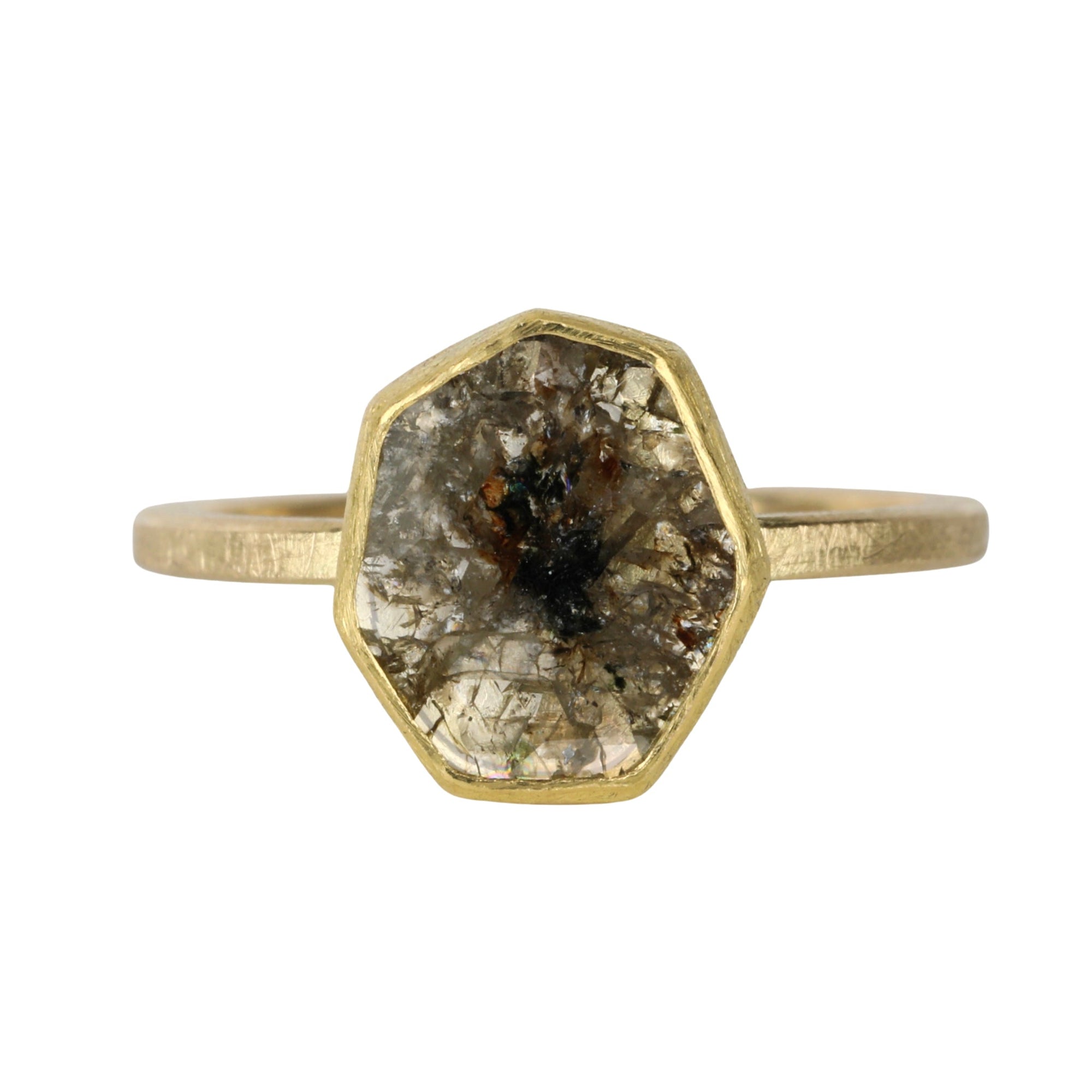 22K &amp; 18K Gold Hexagonal Diamond Slice Ring - Peridot Fine Jewelry - Petra Class