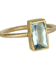 22K & 18K Gold Vertical Rectangular Faceted Aquamarine Ring - Peridot Fine Jewelry - Petra Class