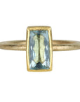 22K & 18K Gold Vertical Rectangular Faceted Aquamarine Ring - Peridot Fine Jewelry - Petra Class