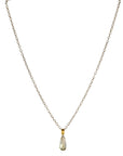 22K & 18K Grey - Green Faceted Teardrop Tourmaline Pendant - Peridot Fine Jewelry - Rosanne Pugliese