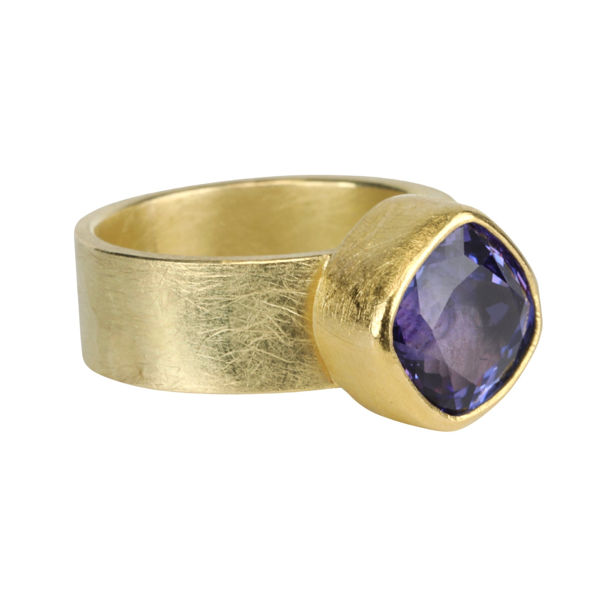 22K &amp; 18K Indigo Colored Tanzanite Ring - Peridot Fine Jewelry - Petra Class