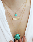 22K & 18K Multi Prong - Set East - West Cabochon Turquoise Pendant - Peridot Fine Jewelry - Rosanne Pugliese