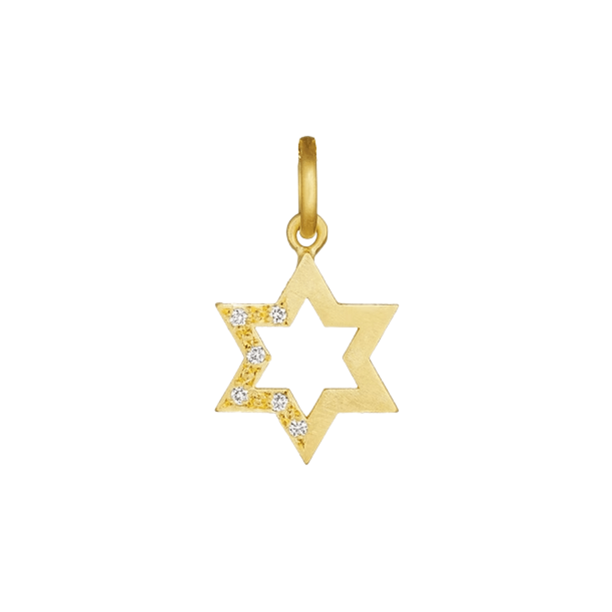 22K &amp; 18K Open "Star of David" Pendant with Star - Set Brilliant - Cut Diamonds - Peridot Fine Jewelry - Annie Fensterstock