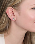 22K & 18K Organic Rosecut Blue Sapphire Stud Earrings - Peridot Fine Jewelry - Petra Class