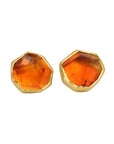22K & 18K Organic Rough-Cut Citrine Stud Earrings - Peridot Fine Jewelry - Petra Class