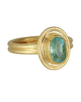 22K & 18K Oval Mozambique Paraiba Tourmaline Ring on Triple Frame Bezel - Peridot Fine Jewelry - Petra Class