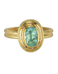 22K & 18K Oval Mozambique Paraiba Tourmaline Ring on Triple Frame Bezel - Peridot Fine Jewelry - Petra Class