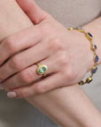 22K & 18K Oval Mozambique Paraiba Tourmaline Ring on Triple Frame Bezel - Peridot Fine Jewelry - Petra Class