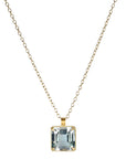22K & 18K Prong - Set Assher Cut Pale Blue Topaz Pendant - Peridot Fine Jewelry - Rosanne Pugliese