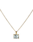 22K & 18K Prong - Set Emerald Cut Blue Moss Aquamarine Pendant - Peridot Fine Jewelry - Rosanne Pugliese