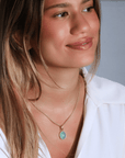 22K & 20K Bezel - Set Cabochon Oval Blue - Green Chrysoprase Pendant - Peridot Fine Jewelry - Caroline Ellen