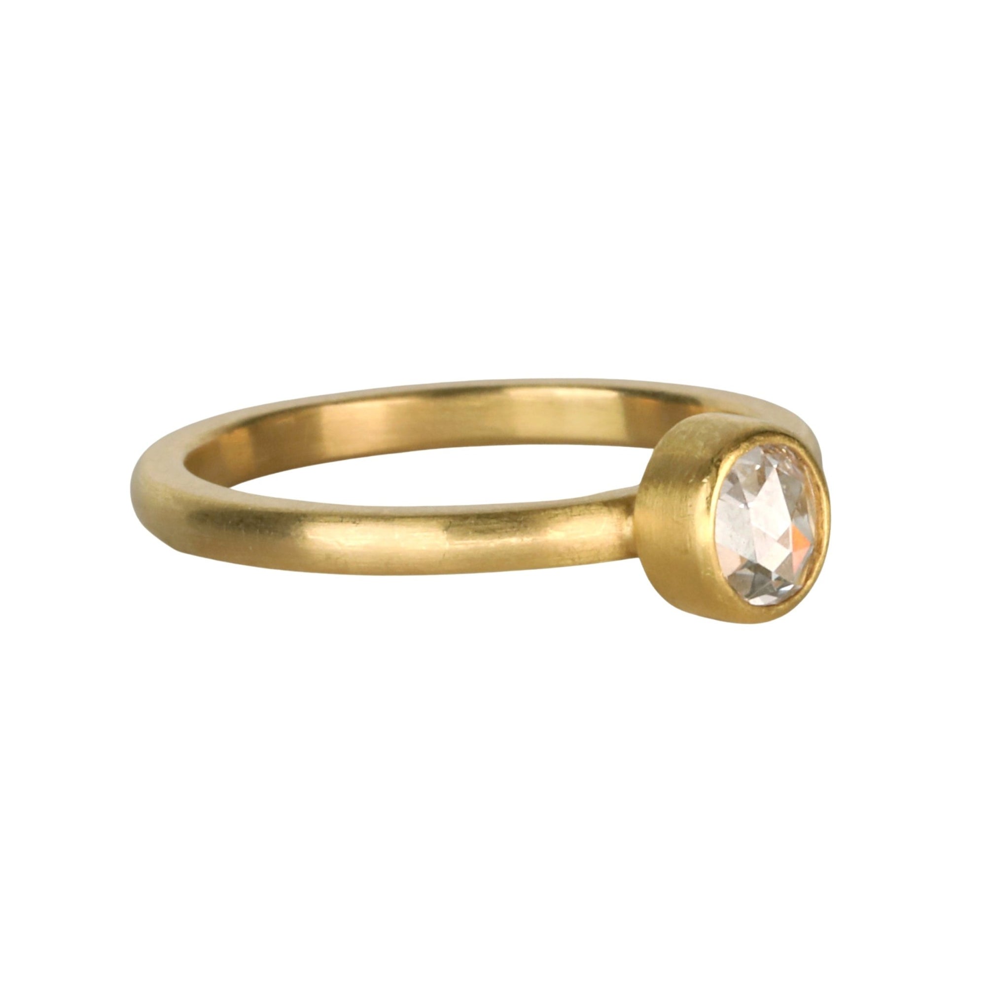 22K &amp; 20K Bezel - Set Oval Rose - Cut Diamond Ring - Peridot Fine Jewelry - Caroline Ellen