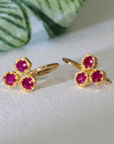 22K Gold and Ruby "Triple Hexagonal" Earrings - Peridot Fine Jewelry - Cathy Waterman
