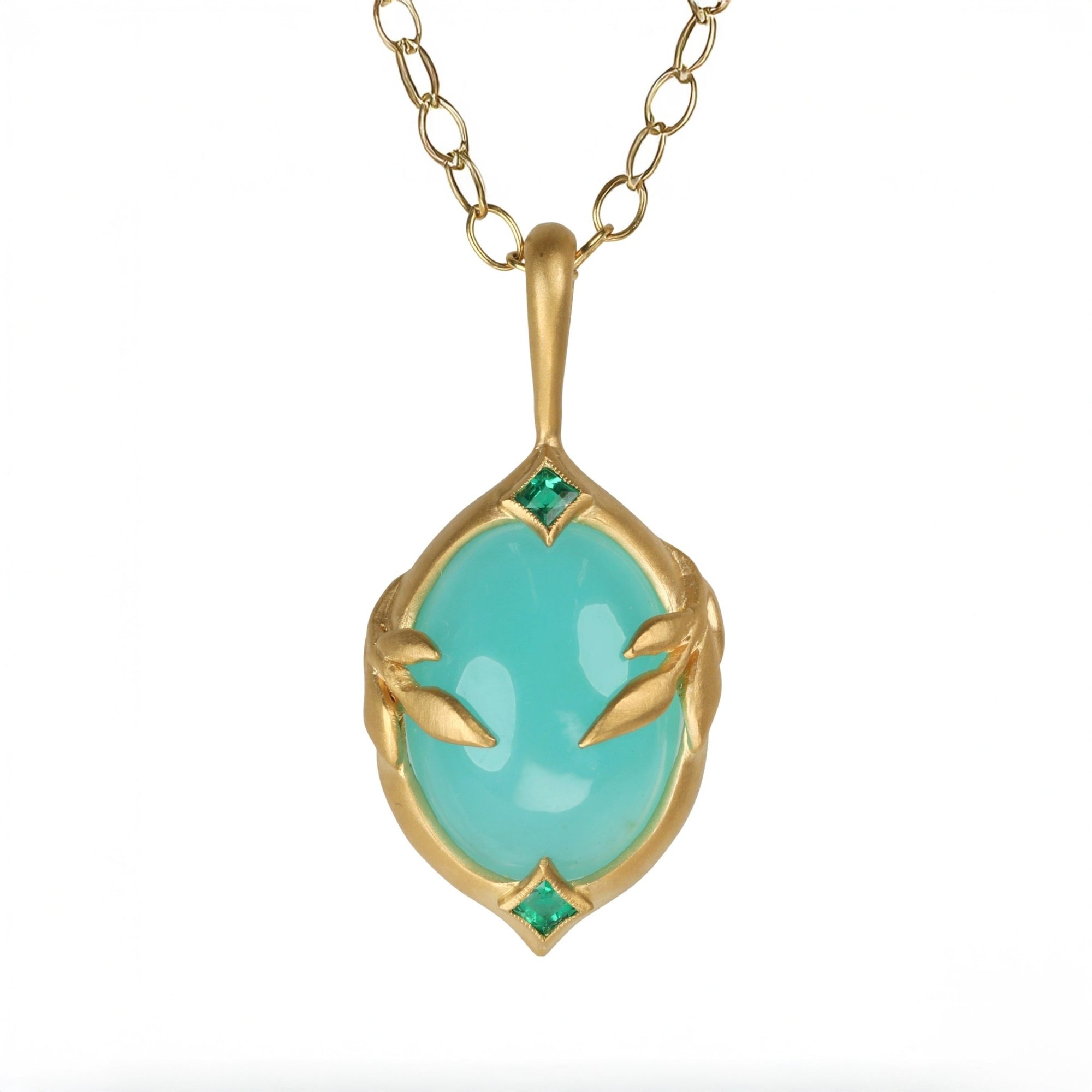 22K Gold "Arabesque" Peruvian Opal Pendant - Peridot Fine Jewelry - Cathy Waterman