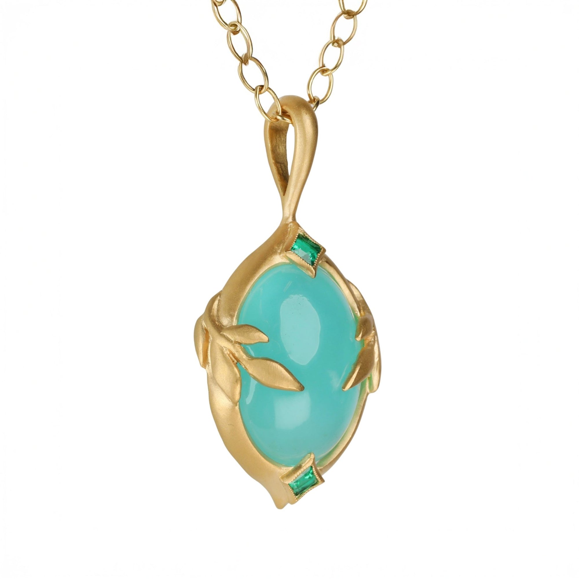 22K Gold "Arabesque" Peruvian Opal Pendant - Peridot Fine Jewelry - Cathy Waterman
