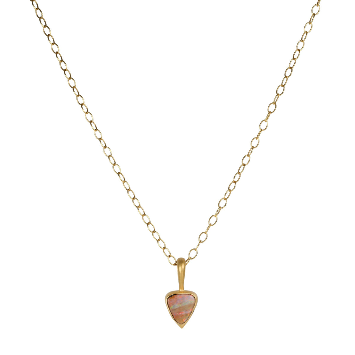 22K Gold Bezel Set Boulder Opal Pendant - Peridot Fine Jewelry - Cathy Waterman