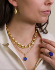 22K Gold Bezel - Set Rough Asymmetrical Lapis Lazuli Ring - Peridot Fine Jewelry - Petra Class