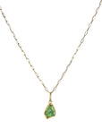 22K Gold Bezel - Set Rough Cut Asymmetrical Green Tourmaline Pendant - Peridot Fine Jewelry - Petra Class