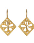 22K Gold & Diamond Cutout Flower Earrings - Peridot Fine Jewelry - Cathy Waterman