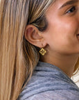 22K Gold & Diamond Cutout Flower Earrings - Peridot Fine Jewelry - Cathy Waterman