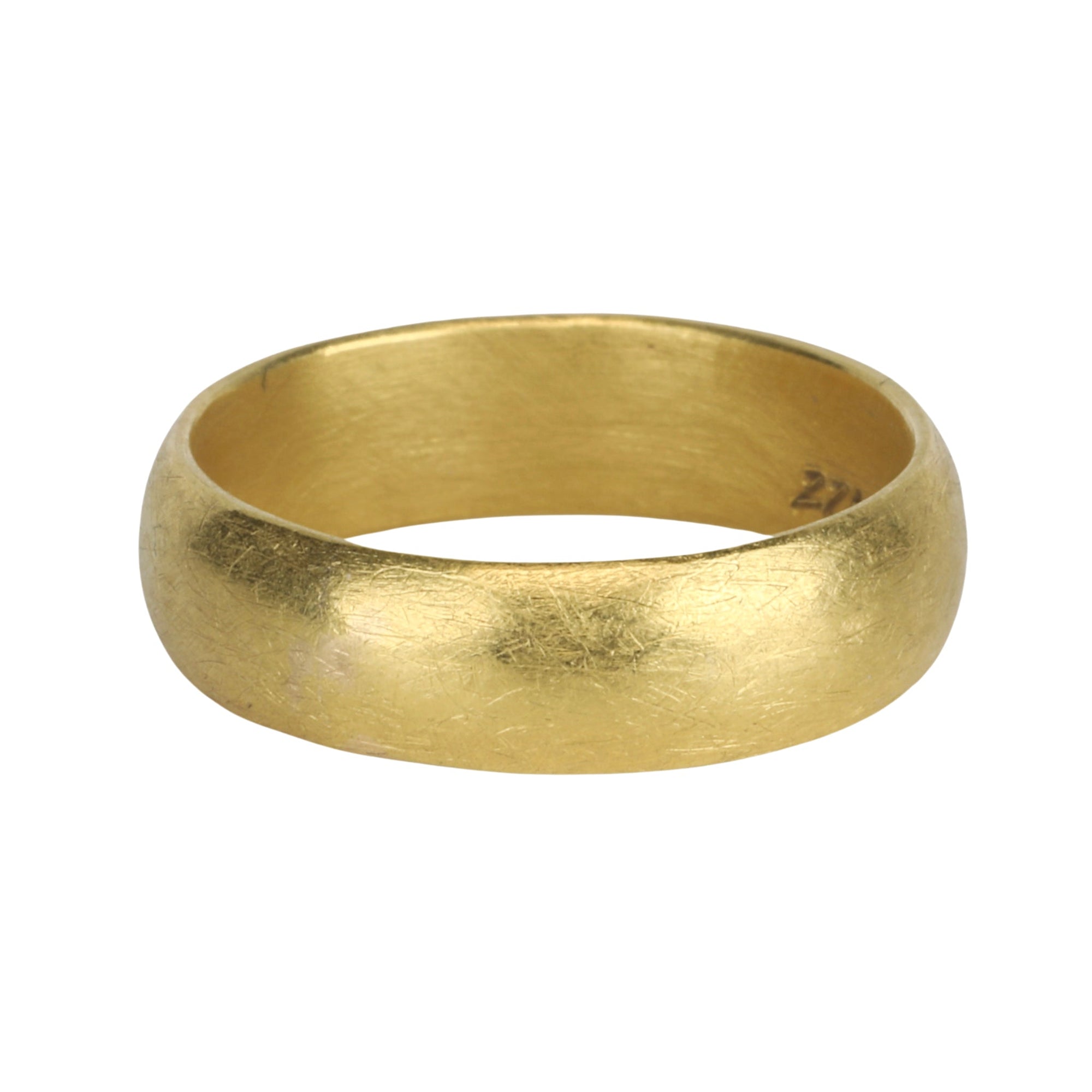 22K Gold Domed Ring with Brushed Matte Finish - Peridot Fine Jewelry - Petra Class
