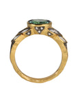 22K Gold "Garland" Ring with Emerald and Marquise Diamonds - Peridot Fine Jewelry - Cathy Waterman