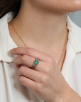 22K Gold "Garland" Ring with Emerald and Marquise Diamonds - Peridot Fine Jewelry - Cathy Waterman