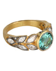 22K Gold "Garland" Ring with Emerald and Marquise Diamonds - Peridot Fine Jewelry - Cathy Waterman