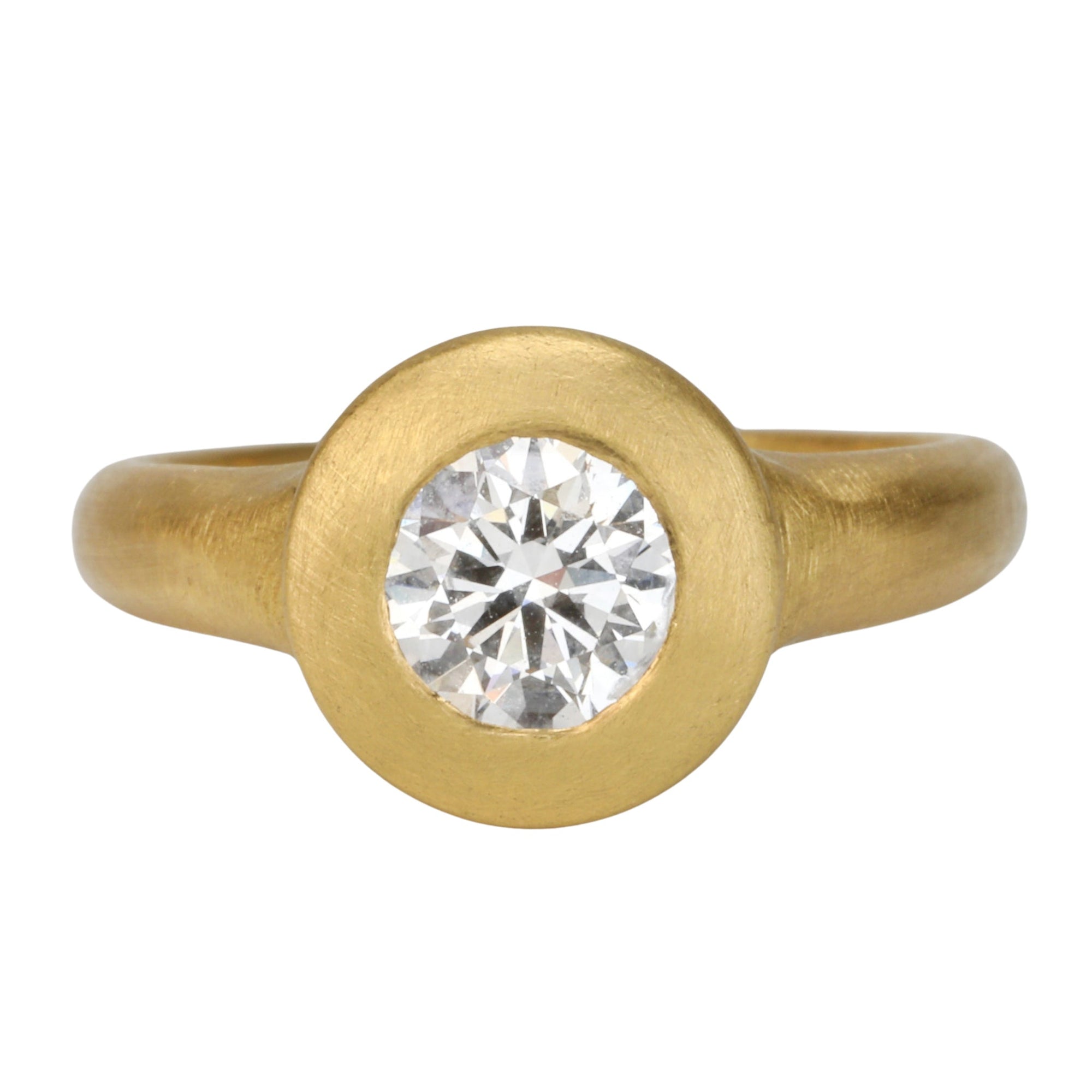 22K Gold "Greek-Inspired" Bezel-Set Diamond Ring - Peridot Fine Jewelry - Rosanne Pugliese