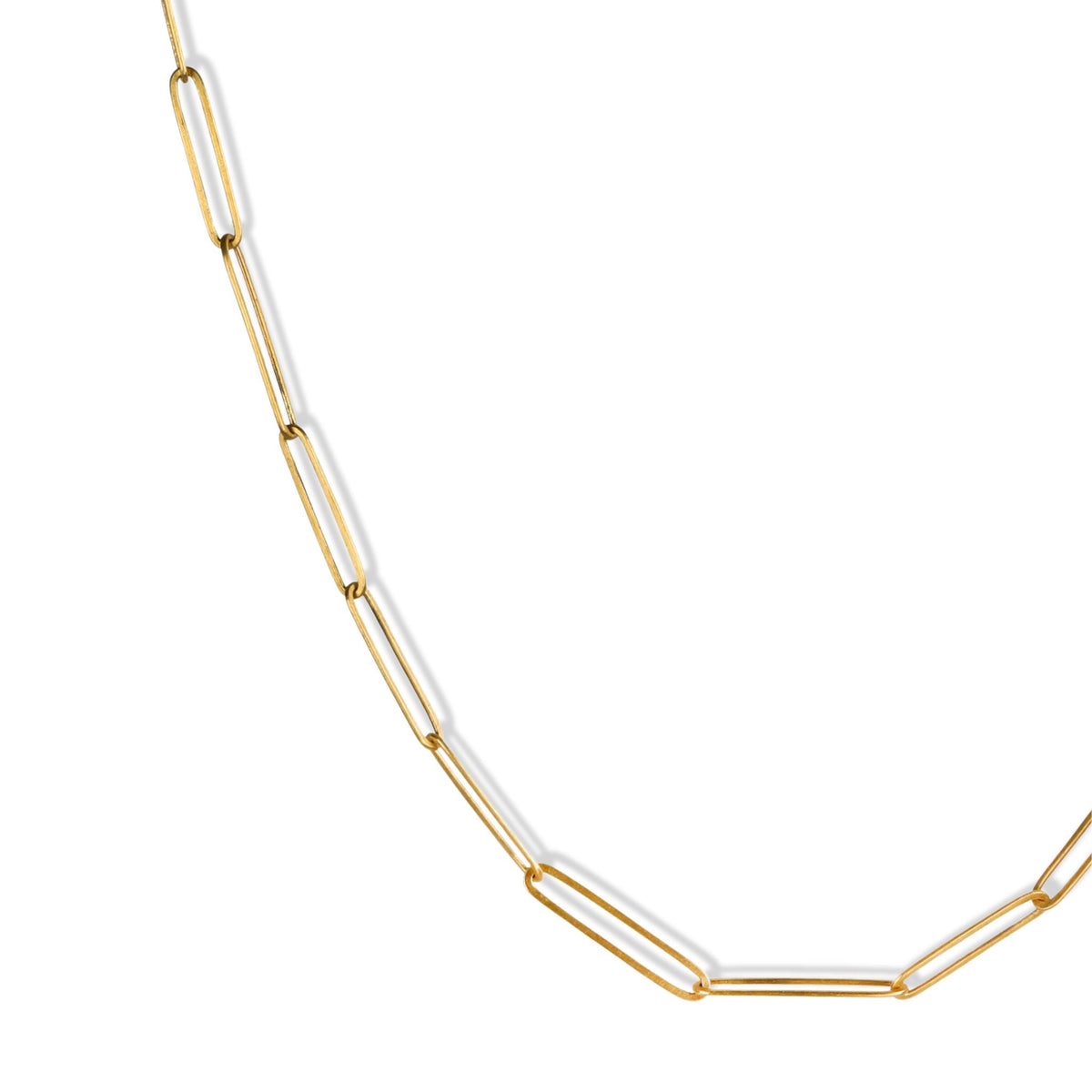 22K Gold Handmade Paperclip Chain in 17" - Peridot Fine Jewelry - Rosanne Pugliese