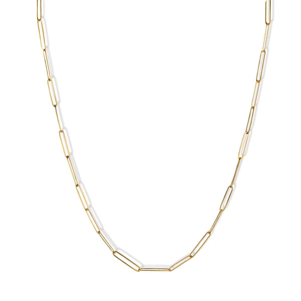 22K Gold Handmade Paperclip Chain in 17" - Peridot Fine Jewelry - Rosanne Pugliese