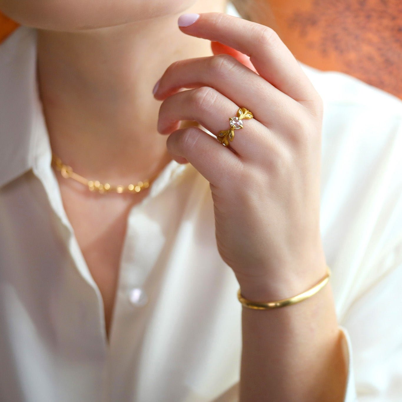 Cathy Waterman 22K Gold Rose Cut Diamond 
