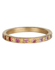 22K Gold "Stack" Eternity Band with Bead - Set Rainbow Sapphires & Rubies - Peridot Fine Jewelry - Annie Fensterstock