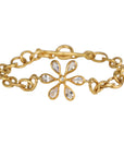 22K Hammered Oval Link Bracelet with Moonstone Flower Centerpiece - Peridot Fine Jewelry - Cathy Waterman