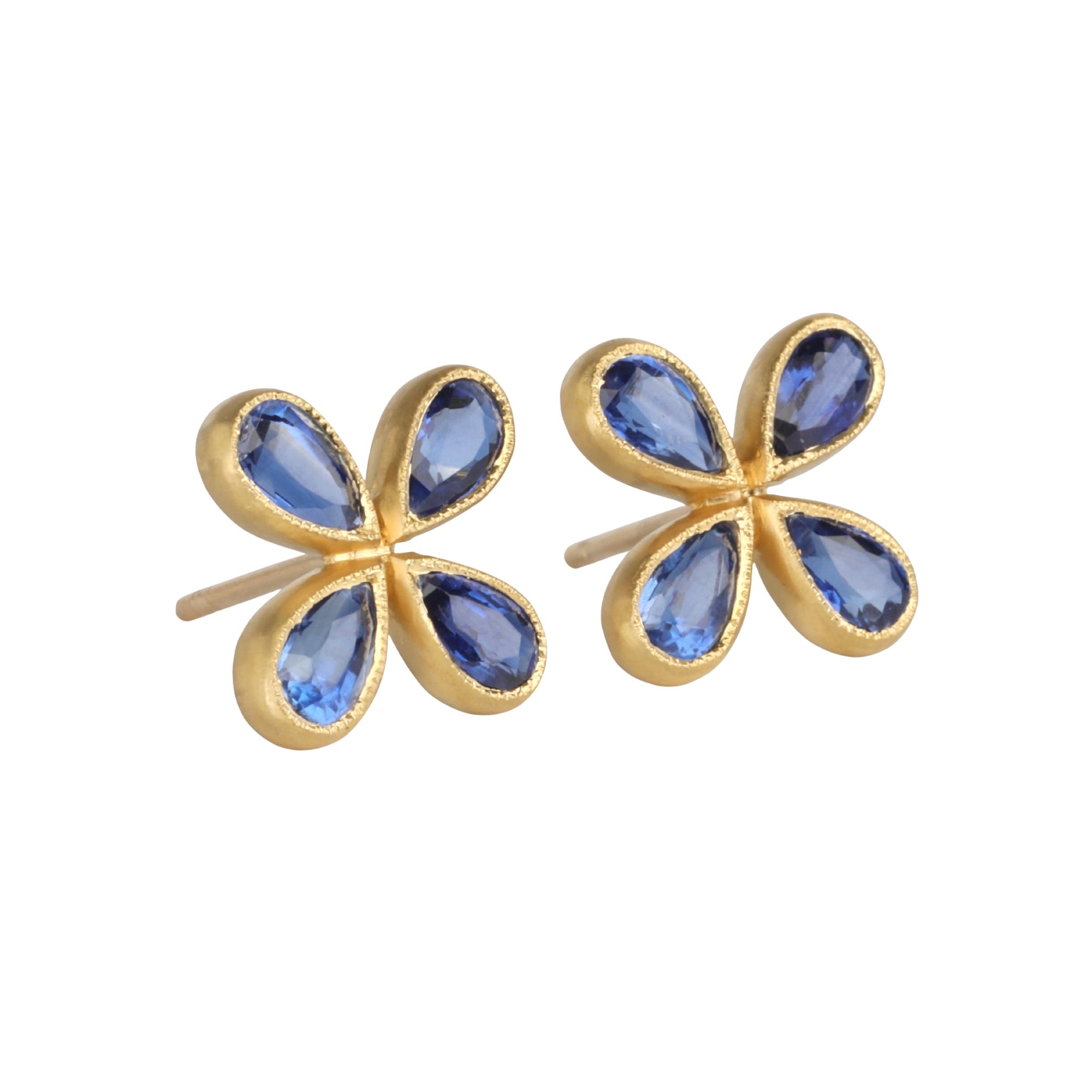 22K & Kyanite "Star" Studs - Peridot Fine Jewelry - Cathy Waterman