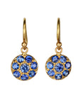 22K & Pave Blue Sapphire "Mini Lentil" Drop Earrings - Peridot Fine Jewelry - Caroline Ellen
