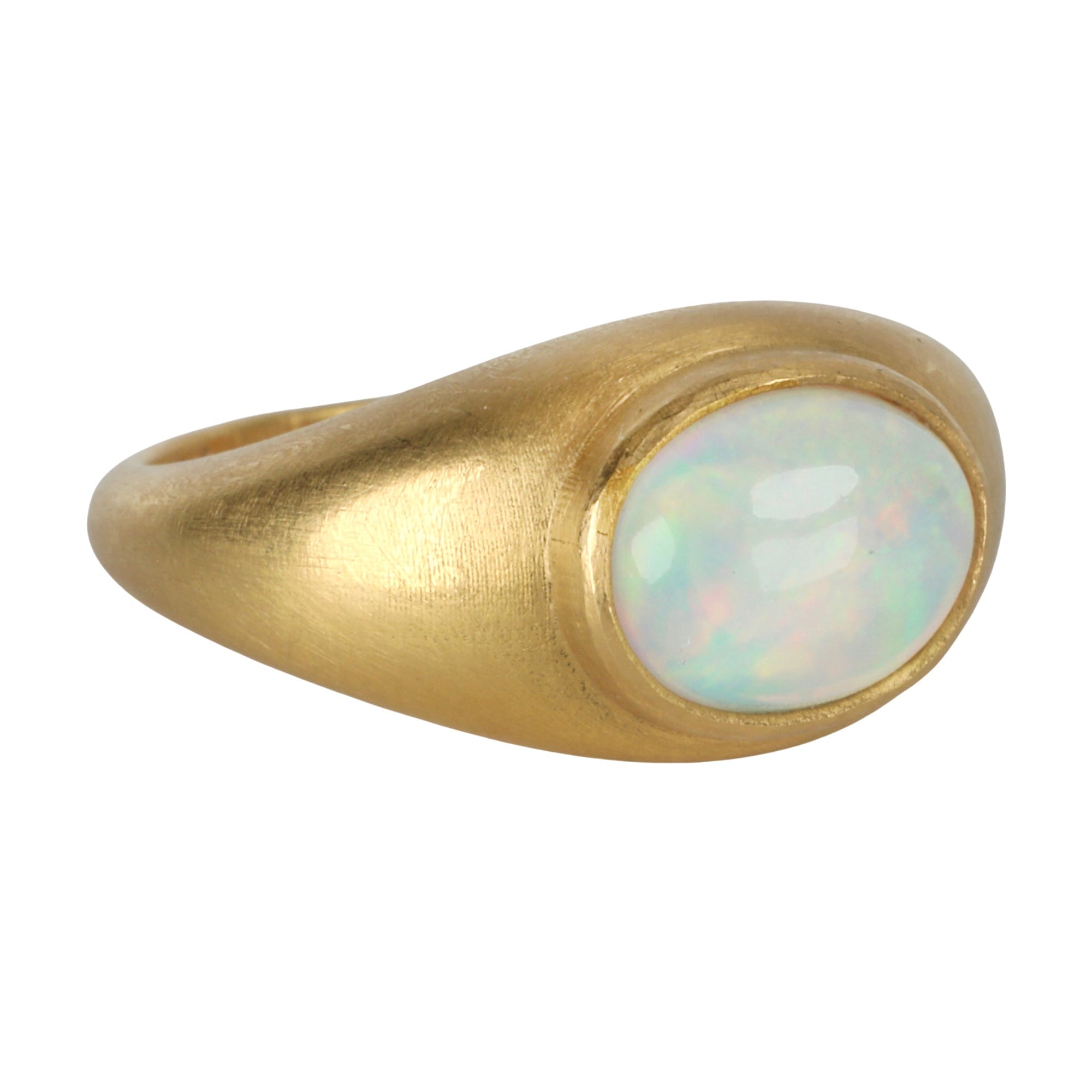 22K Tapered Domed Ring with East/West Oval Opal - Peridot Fine Jewelry - Rosanne Pugliese