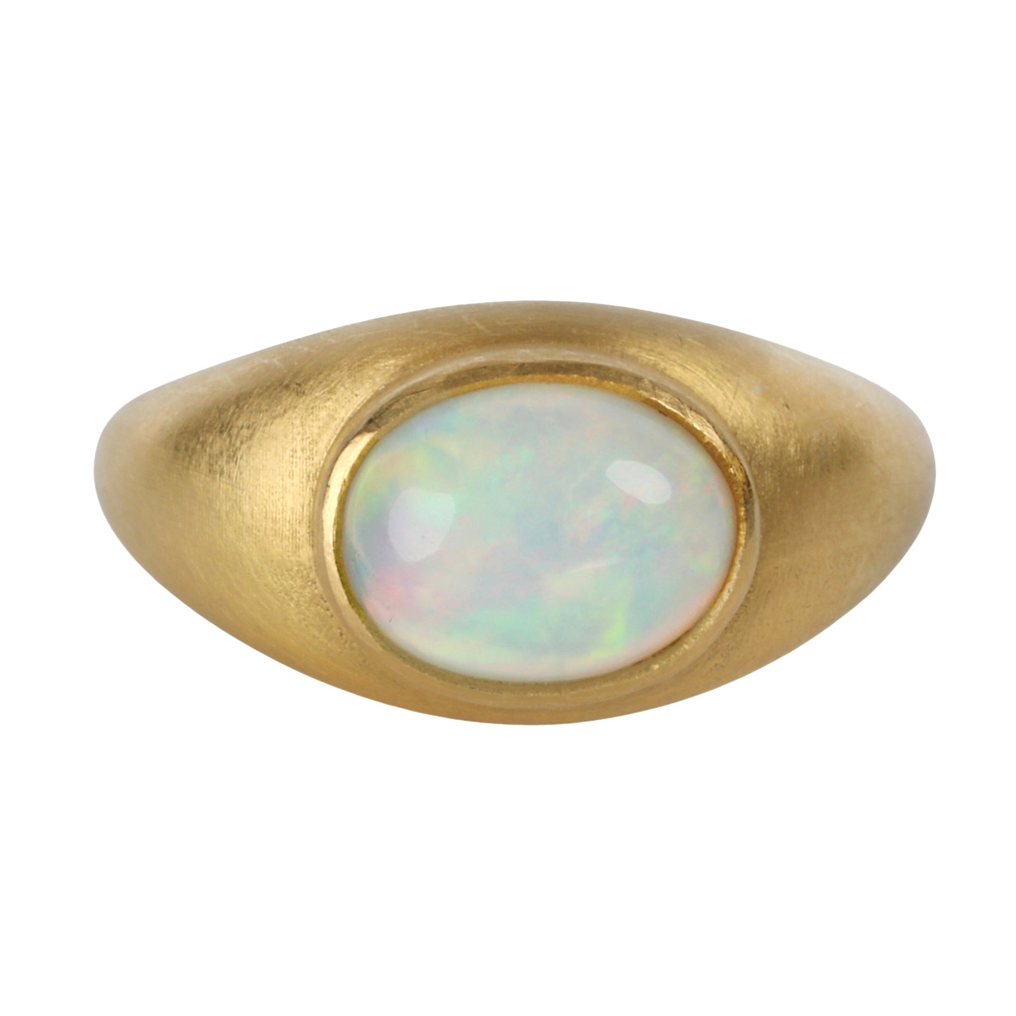 22K Tapered Domed Ring with East/West Oval Opal - Peridot Fine Jewelry - Rosanne Pugliese