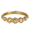 22K & Triple Hexagonal Bezel - Set Champagne Diamond Ring - Peridot Fine Jewelry - Cathy Waterman
