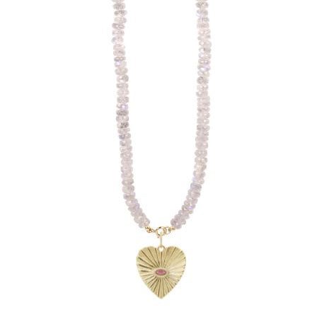 24&quot; Faceted Rainbow Moonstone Beaded Necklace - Peridot Fine Jewelry - Zahava