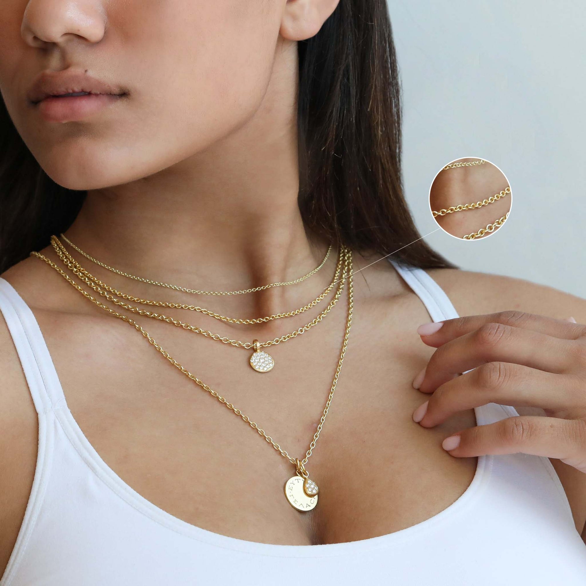 18K Medium Weight Cable Chain Necklace - 16-18"