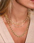 18K Hand Fabricated Pear-Shaped "Drop" Link Chain Necklace