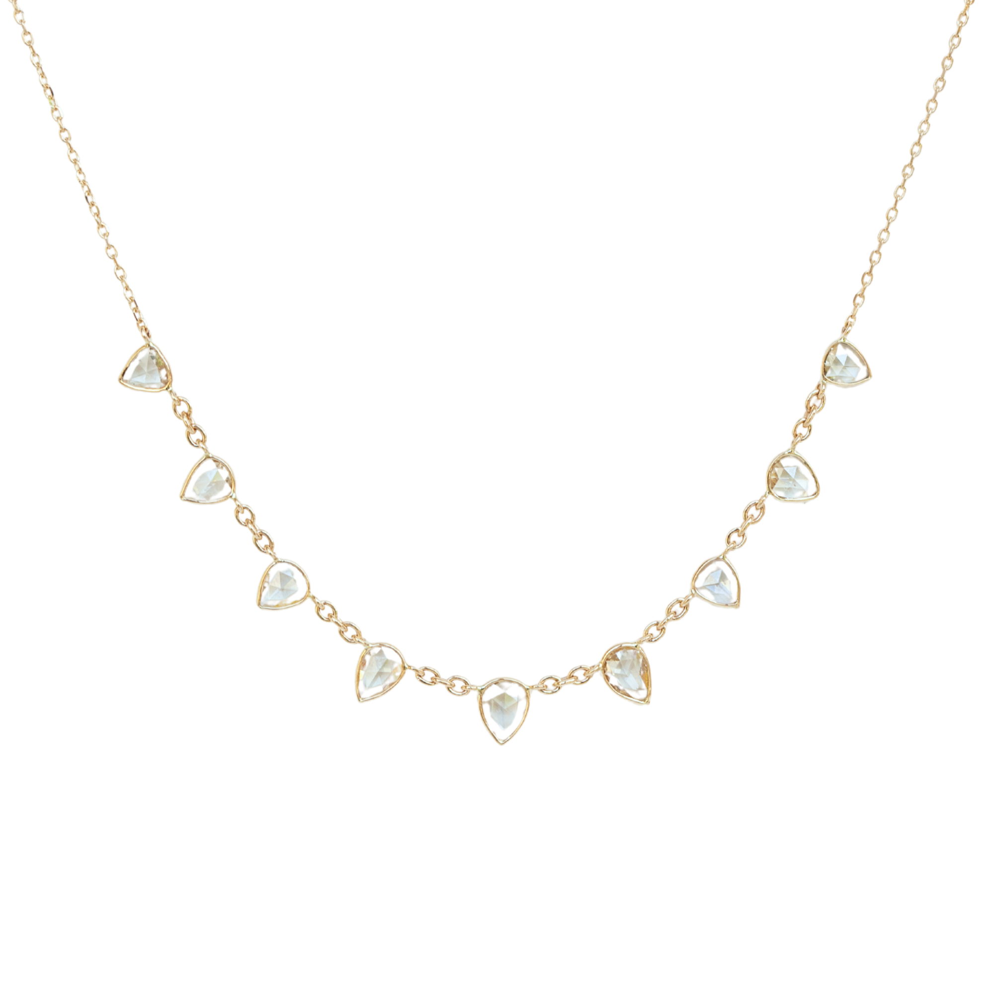 14K &amp; Nine Rosecut Pear-Shape Grey Diamond Multi Drop Necklace
