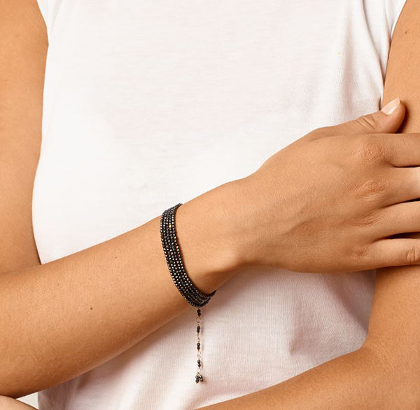 Hematite Beaded Wrap Bracelet