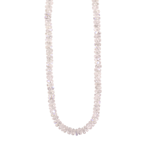 24&quot; Faceted Rainbow Moonstone Beaded Necklace