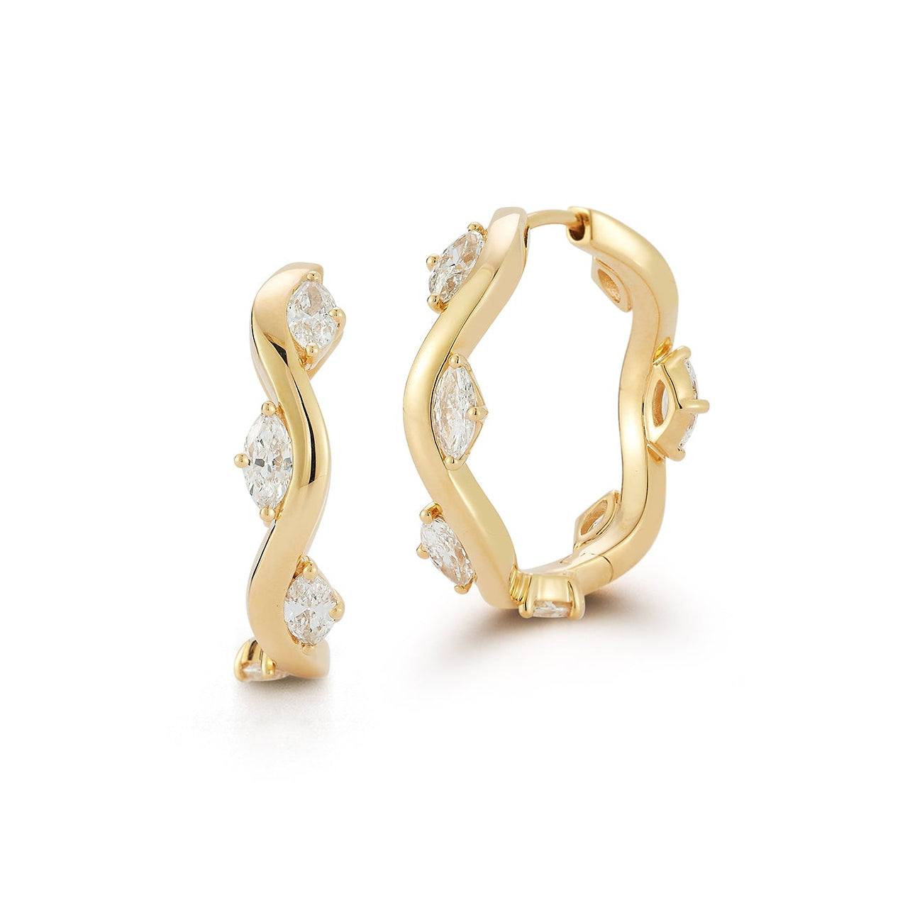 18K &amp; Marquise Diamond Large "Constellation" Hoops