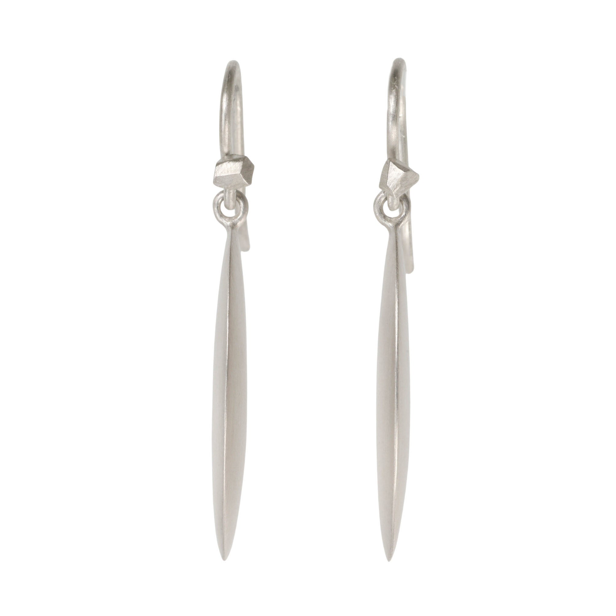 Sterling Silver Handmade Elongated Oval Dangle Earrings