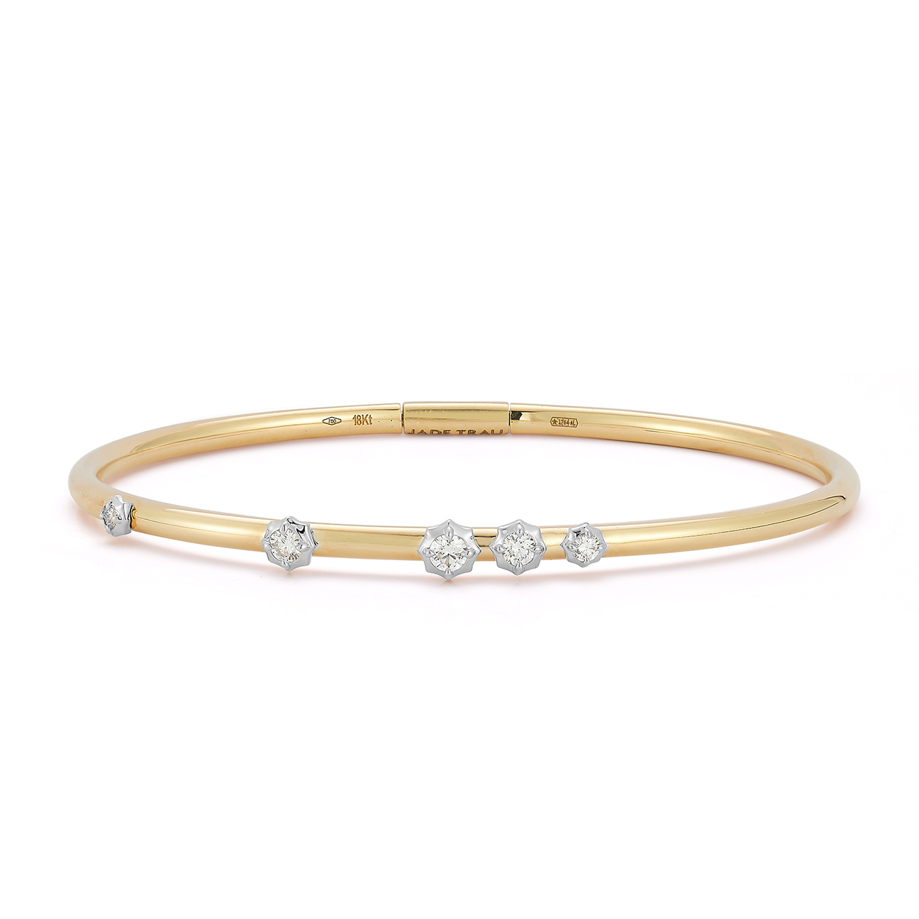 18K &amp; Platinum Two Tone "Constellation" Plie Bangle with Five Scattered Diamonds