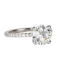 Live Platinum Prong-Set 2.09ct Lab Grown Round Brilliant Cut Diamond Ring with Pave Diamond Band and Prongs